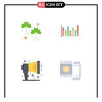 Universal Icon Symbols Group of 4 Modern Flat Icons of clover megaphone patrick up condom Editable Vector Design Elements