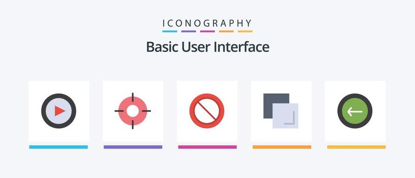 Basic Flat 5 Icon Pack Including back. layers. ux. duplicate. set. Creative Icons Design vector