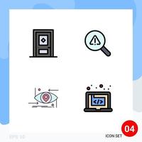 Set of 4 Modern UI Icons Symbols Signs for building future door view science Editable Vector Design Elements