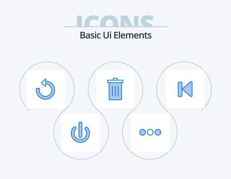 Basic Ui Elements Blue Icon Pack 5 Icon Design. back. garbage. refresh. delete. basket vector