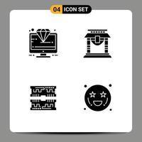 Modern Set of 4 Solid Glyphs Pictograph of diamond cards premium bridge computer Editable Vector Design Elements