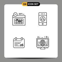 Pictogram Set of 4 Simple Filledline Flat Colors of calendar day day warning jan Editable Vector Design Elements