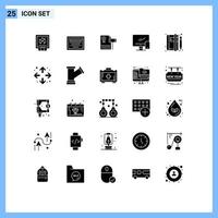 Mobile Interface Solid Glyph Set of 25 Pictograms of mobile device auction monitor judge Editable Vector Design Elements