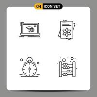 Group of 4 Filledline Flat Colors Signs and Symbols for connection alarm lost file time Editable Vector Design Elements