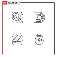 Universal Icon Symbols Group of 4 Modern Filledline Flat Colors of discount care search flight health Editable Vector Design Elements