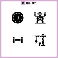 Pack of 4 Modern Solid Glyphs Signs and Symbols for Web Print Media such as keyhole construction robot sport Layer 1 Editable Vector Design Elements