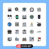 Modern Set of 25 Filled line Flat Colors and symbols such as save floppy world office compass Editable Vector Design Elements