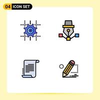 4 User Interface Filledline Flat Color Pack of modern Signs and Symbols of setting decree line art scenario Editable Vector Design Elements