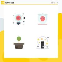 Group of 4 Flat Icons Signs and Symbols for bulb tree web secure magic Editable Vector Design Elements