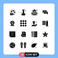 Modern Set of 16 Solid Glyphs Pictograph of speech conversation building communication bubble Editable Vector Design Elements