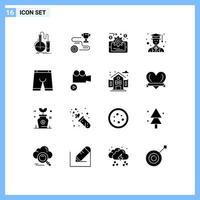 Modern Set of 16 Solid Glyphs and symbols such as clothe male path graduate online evaluation Editable Vector Design Elements