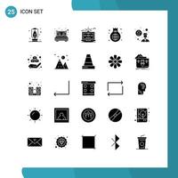 Set of 25 Commercial Solid Glyphs pack for investment finance drawing business draw Editable Vector Design Elements