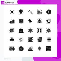 User Interface Pack of 25 Basic Solid Glyphs of money patrick hammer money ireland Editable Vector Design Elements