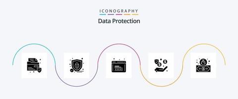 paquete de iconos de glifo 5 de protección de datos que incluye seguridad. dólar. programación. dinero. dinero vector