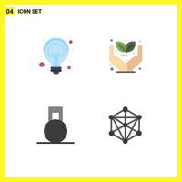 4 Flat Icon concept for Websites Mobile and Apps campaigns gym seo investment weight Editable Vector Design Elements