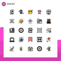 25 iconos creativos signos y símbolos modernos de webcam cam corazón naturaleza mariposa elementos de diseño vectorial editables vector