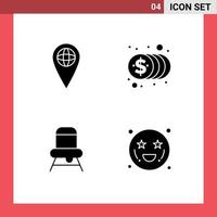 4 Universal Solid Glyph Signs Symbols of geo feeding coins money affection Editable Vector Design Elements