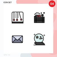4 Universal Filledline Flat Color Signs Symbols of development mail video game farm sms Editable Vector Design Elements