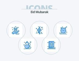 eid mubarak blue icon pack 5 diseño de iconos. diseño. Eid. musulmán. decoración. ayudar vector