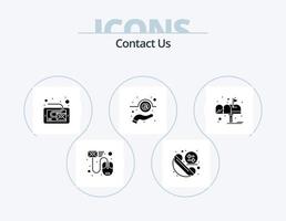 Contact Us Glyph Icon Pack 5 Icon Design. box. hand. redial. message. tablet vector