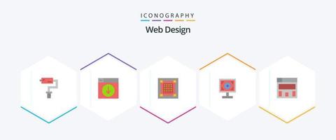 diseño web 25 paquete de iconos planos que incluye impresión. marca. solicitud. marca. gráfico vector