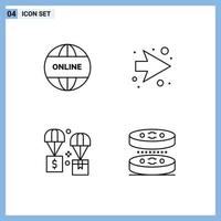 User Interface Pack of 4 Basic Filledline Flat Colors of business exchange world right parachute Editable Vector Design Elements