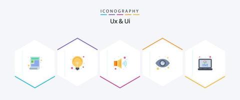 Ux And Ui 25 Flat icon pack including tags. coding. audio. eye view. monitoring vector