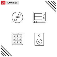 Mobile Interface Line Set of 4 Pictograms of fair coin play crypto currency safe electronics Editable Vector Design Elements