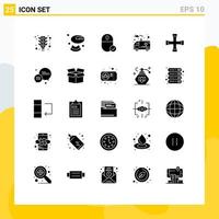 Pictogram Set of 25 Simple Solid Glyphs of garage construction and tools connected hospital ambulance Editable Vector Design Elements