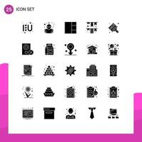 Pack of 25 creative Solid Glyphs of computers paint layout arts irish day Editable Vector Design Elements