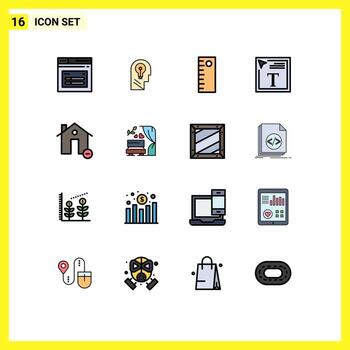 16 líneas rellenas de colores planos vectoriales temáticos y símbolos editables de edificios inmobiliarios, piense en elementos de diseño de vectores creativos editables en color de fuente