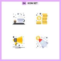 4 Universal Flat Icon Signs Symbols of breakfast multimedia budget management business Editable Vector Design Elements