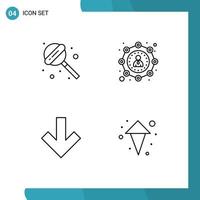 4 Universal Line Signs Symbols of sweet back affiliate user arrows Editable Vector Design Elements