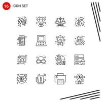 Pictogram Set of 16 Simple Outlines of clipboard text decision messages chat Editable Vector Design Elements