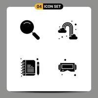 Universal Icon Symbols Group of 4 Modern Solid Glyphs of general compose search weather device Editable Vector Design Elements