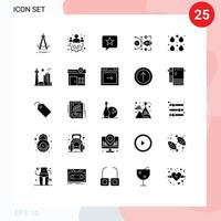 25 User Interface Solid Glyph Pack of modern Signs and Symbols of color digital chat art file Editable Vector Design Elements
