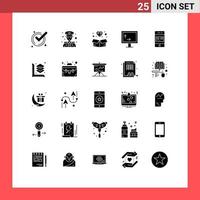 Set of 25 Modern UI Icons Symbols Signs for payment card gem bank tv Editable Vector Design Elements