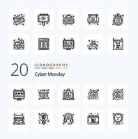 20 Cyber Monday Line icon Pack like sale discount offer big deal monday vector