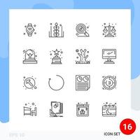 Outline Pack of 16 Universal Symbols of cemetery equality thanksgiving balance scale search Editable Vector Design Elements