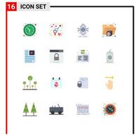 Set of 16 Modern UI Icons Symbols Signs for paper data computing folder structure Editable Pack of Creative Vector Design Elements