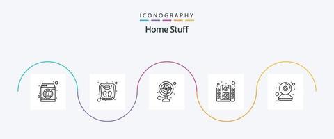 paquete de iconos de la línea 5 de artículos para el hogar que incluye cámara. sistema de sonido. aparato. sonido. música vector