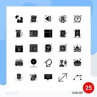 Pictogram Set of 25 Simple Solid Glyphs of ask reward mubarak medal multimedia Editable Vector Design Elements