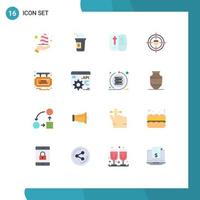 Group of 16 Flat Colors Signs and Symbols for board research book recruitment business Editable Pack of Creative Vector Design Elements