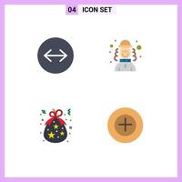 Group of 4 Modern Flat Icons Set for horizontal swipe christmas harlequin hat holidays Editable Vector Design Elements