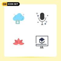 User Interface Pack of 4 Basic Flat Icons of cloud india technology microphone plant Editable Vector Design Elements