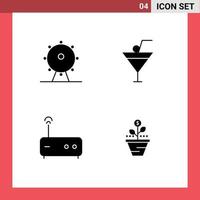 Mobile Interface Solid Glyph Set of 4 Pictograms of holiday router sign restaurant business Editable Vector Design Elements