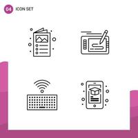 Pictogram Set of 4 Simple Filledline Flat Colors of ad hardware catalogue pencil keys Editable Vector Design Elements