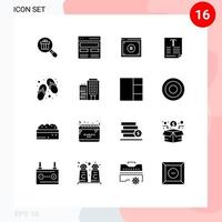 16 User Interface Solid Glyph Pack of modern Signs and Symbols of fount text user file law Editable Vector Design Elements