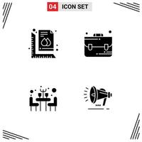Pack of 4 Modern Solid Glyphs Signs and Symbols for Web Print Media such as measure restaurant print briefcase speaker Editable Vector Design Elements