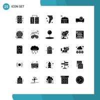 Set of 25 Modern UI Icons Symbols Signs for scenery landscape payment wind climate Editable Vector Design Elements